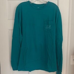 Vineyard Vines Teal Long-Sleeve Pocket Tee